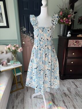 Francesca's Light Blue and White Floral Top